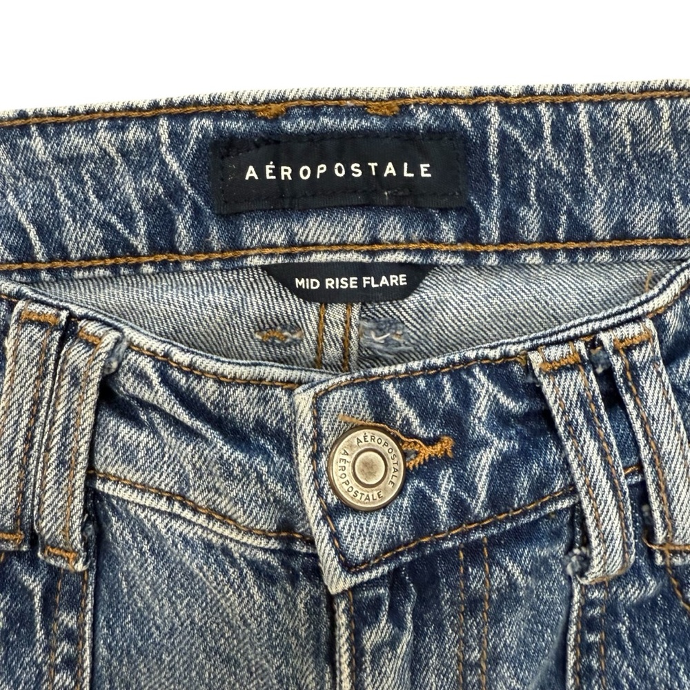 Aeropostale Women's Denim Y2K Mid Rise Flare Cargo Jeans Size OR - Picture 2 of 10
